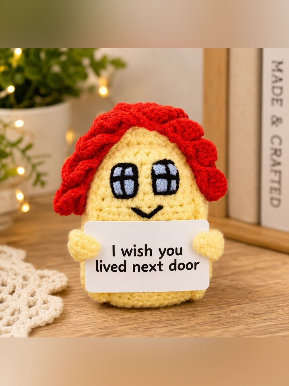 Crochet Pocket Hug Doll “I Wish You Lived Next Door” Friendship Gift